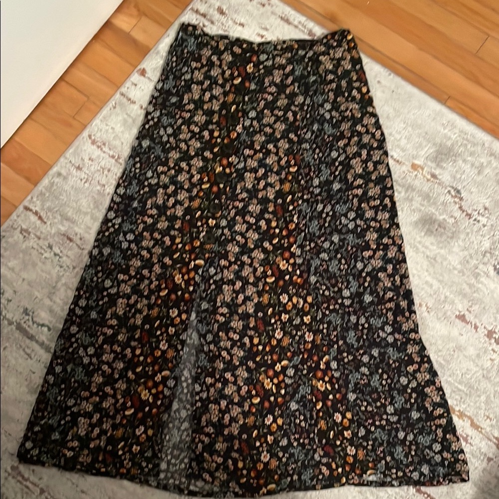 Floral Black Skirt